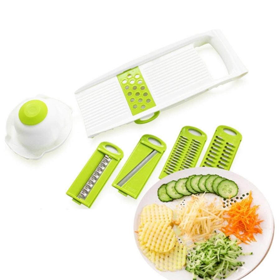 Dropshipping Slicer Vegetables Cutter with 5 Stainless Steel Blade Carrot Grater Onion Dicer Slicer Kitchen Accessories