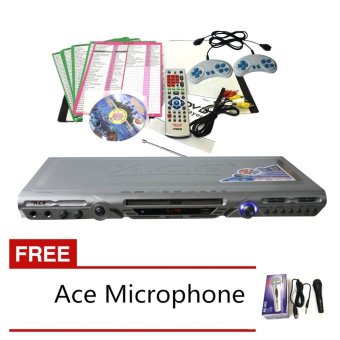 Ace MIDI-8593 Slim All In One Karaoke/DVD Player Set (Silver) with Free Ace-504 Microphone
