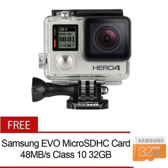 GoPro Hero4 12MP Action Camera Silver Edition with FREE Samsung EVO MicroSDHC Card 48MB/s Class 10 32GB MB-MP32D