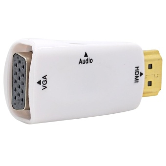HDMI to VGA Converter HDMI2VGA Connector Adapter + Audio Cable For PC Computer Laptop Desktop Tablet to HDTV Display Projector - intl