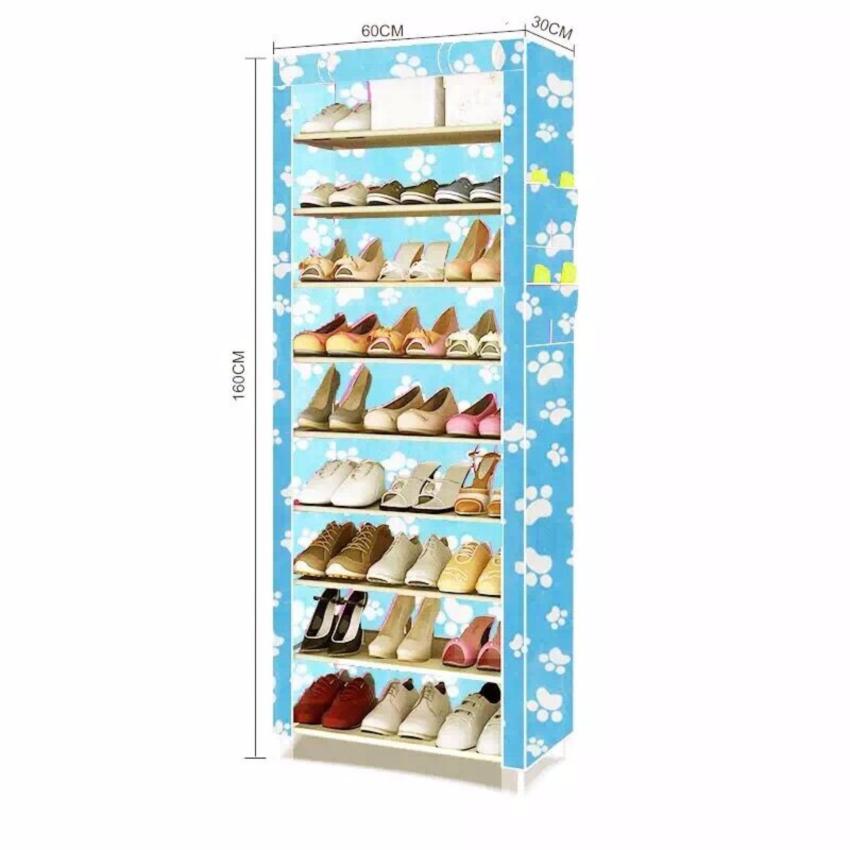 quality 10 layer 9 grid shoe rack storage shelf organizer cabinet cover pockets sky blue quality 10 layer 9 grid shoe rack storage shelf organizer cabinet cover pockets sky blue