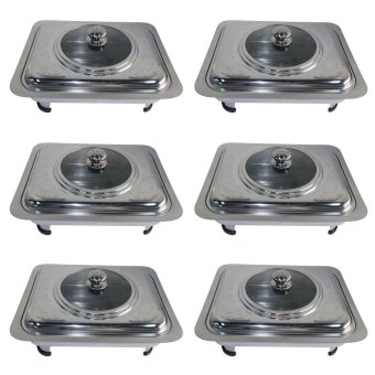 Kings Rectangular Stainless Steel Food Warmer Tray Container Set of 6 (Silver)