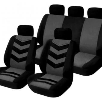 Universal Car Seat Cover Set 9Pcs Seat Covers Front Seat Back Seat Headrest Cover Mesh Black and Gray