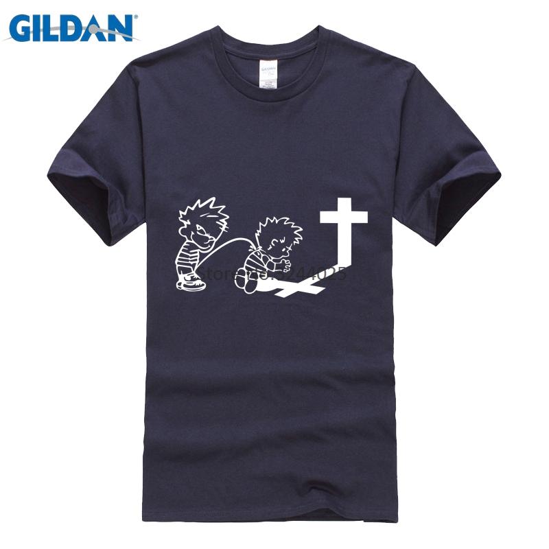 Gildan TEE SHIRT Pria Caroling Kaos Pria 3XL Calvin Kencing Di Calvin Berdoa Lucu T Shirt-Intl