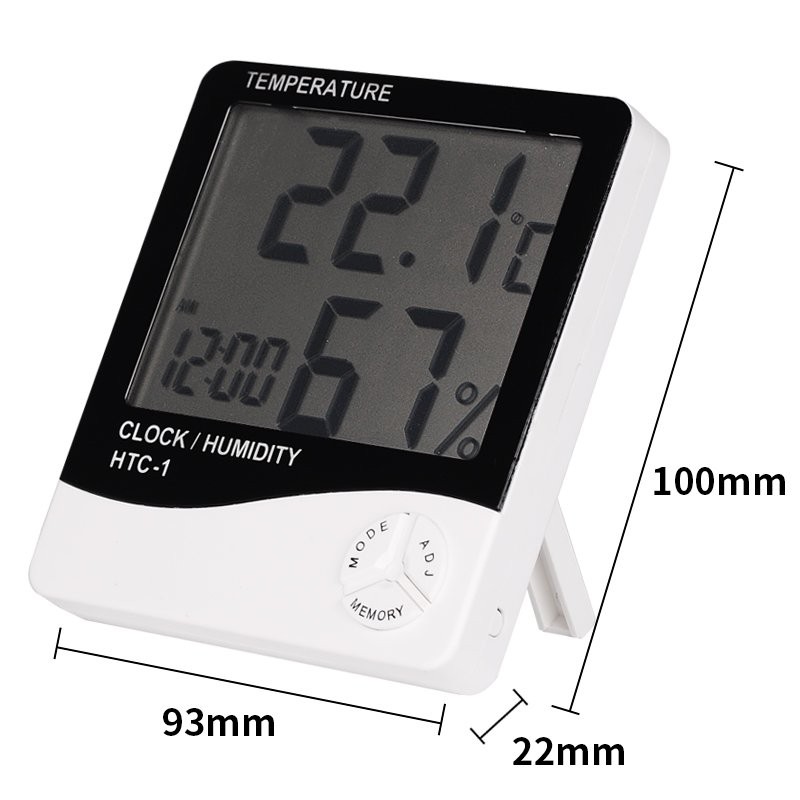 EagleTech HTC1 Digital LCD Temperature Humidity Meter Clock Hygrometer