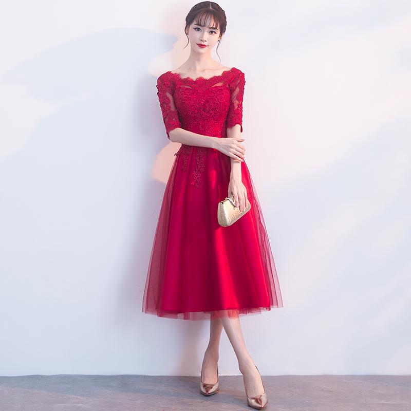 Baju Pelayanan Gaun Pengantin Warna Merah Model Baru Musim Semi