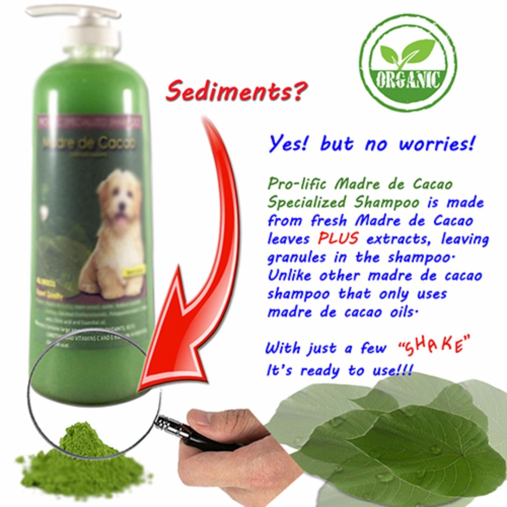 Pure Madre de Cacao shampoo 500 mL for dogs and cats, an effective anti