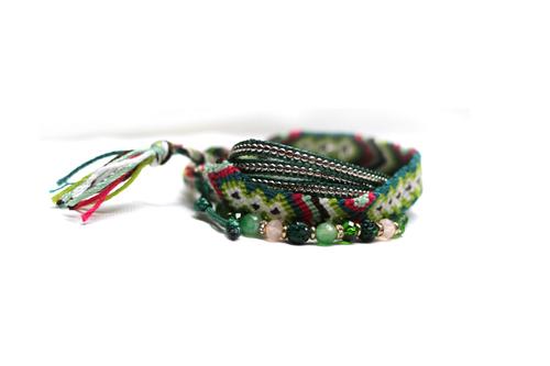 Ic Asli Hijau Field Multi-elemen Putaran Multi-layer BoHo Uniseks Persahabatan Tenun Gelang Bisa Disesuaikan- internasional
