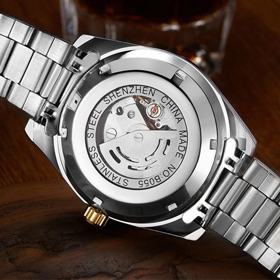 Produk Asli Jam Tangan pria Jam tangan mekanik Sepenuhnya Otomatis Mekanikal Jam tangan pria Tali Baja Kalender bisnis jam tangan pria Tahan Air Bercahaya