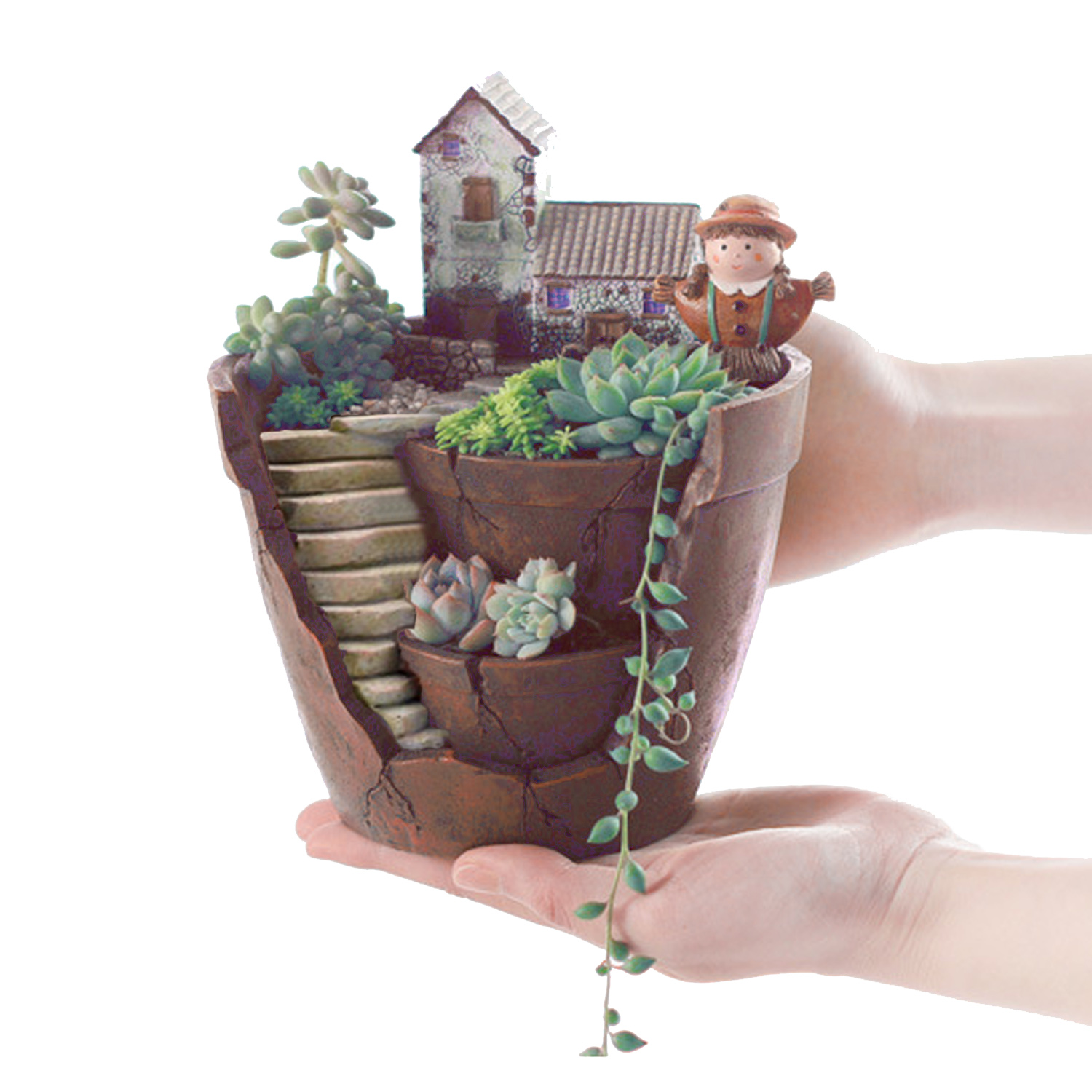 Mini Funny Fairy Garden Style Plants Flower Succulent Pot Planter Please Allow 0 5 1cm Differs Due To Manual Measurement Thanks Plants Pot Only The And Other Accessories On It Are Not Included Package