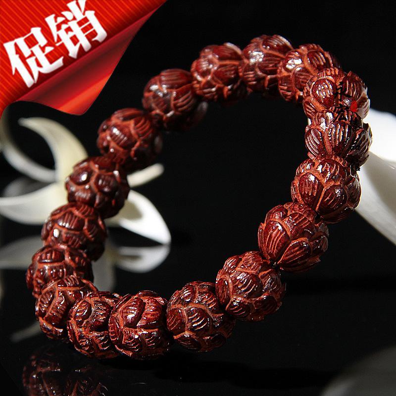 Tidak Baik Tidak Ada Uang Daun Kecil 3 F Jing Vulture Manik Teratai Gelang Manik-manik Kayu Hitam Teks Merah Kayu Cendana Buddha Tasbih string Tangan Di Indah Artikel India Memainkan Kecil