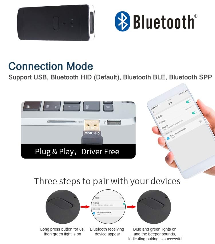 mini 2D Bluetooth pocket scanner YK-P2000