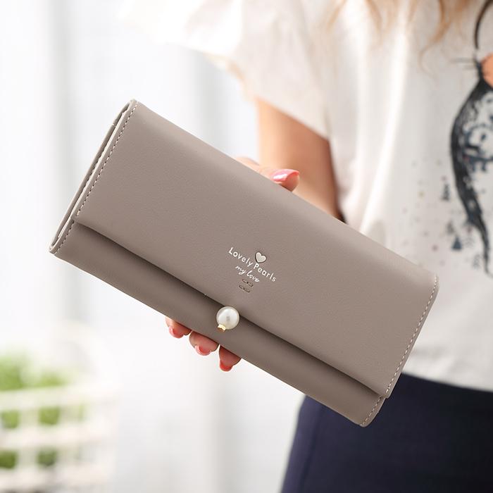 Korea Modis Gaya Siswa Ritsleting Tas Serbi Model Wanita Dompet (Abu-abu)