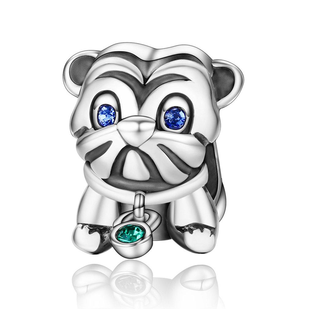 Gila Sale Unik 925 Perak Berkilau Puppy Hewan Anjing Desain Manik-manik Cocok Pesona Gelang