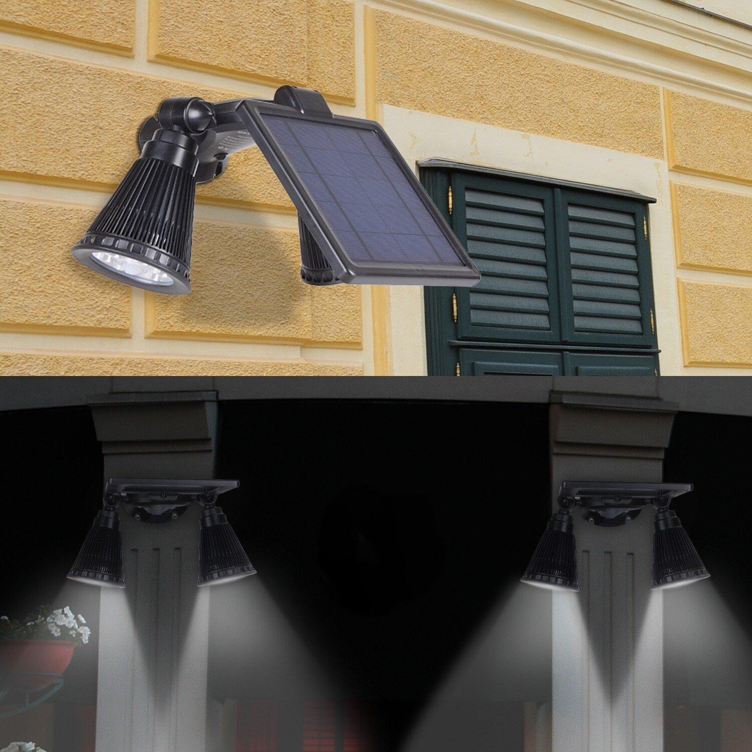 Ajusen Solar Lights Motion Sensor Outdoor Opernee Upgraded Double Spotlights 12 Led Powered Dual Head 360 Degree Rotatable Security Light For