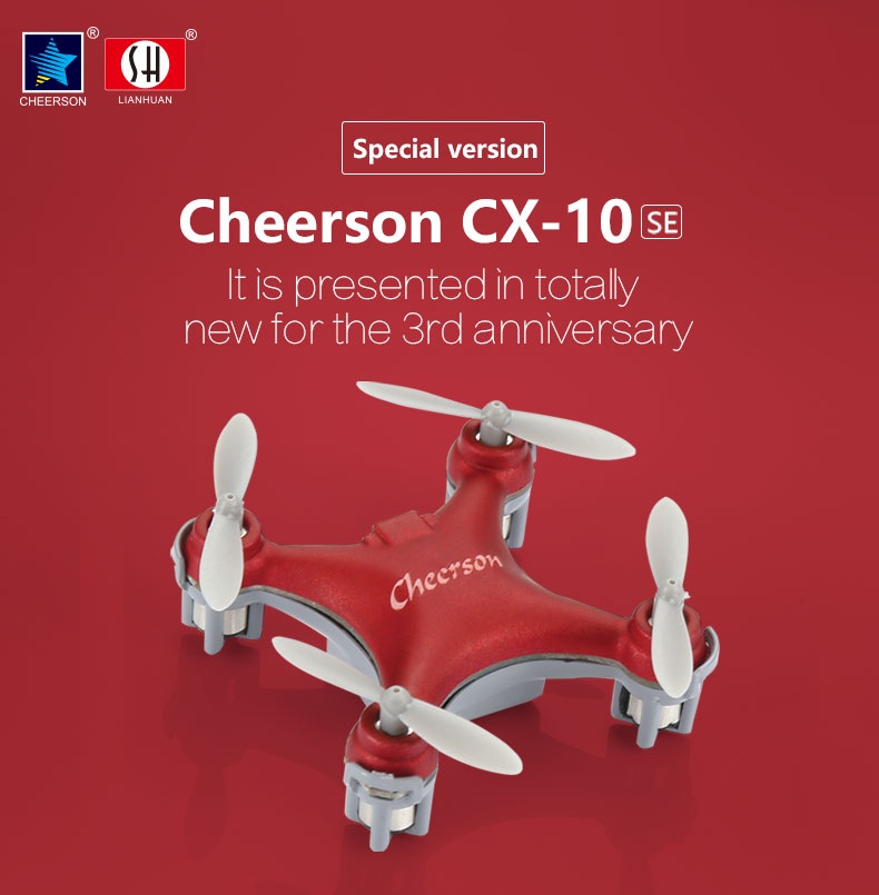 Cheerson CX-10SE Mini 2.4G 4CH 6Axis Gyro Headless Mode RC Quadcopter RTF - Red