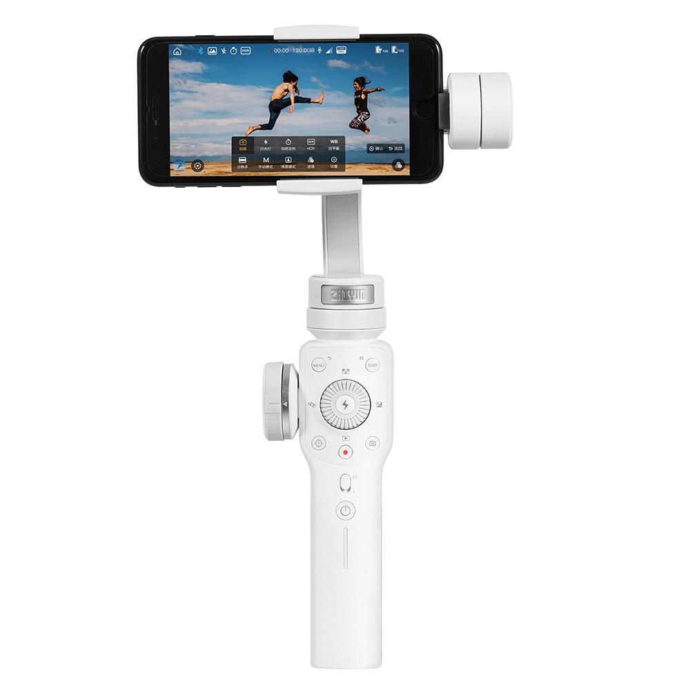 Zhiyun Halus 4 3-Axis Handheld Stabilizer Gimbal dengan Fokus Tarik & Kemampuan Zoom untuk Smartphone Seperti iPhone X 8 plus 7 6 SE Samsung Galaxy S9 + S9 S8 + S8 S7 S6 Q2 Tepi Halus Baru-Q/ III 2018 Putih