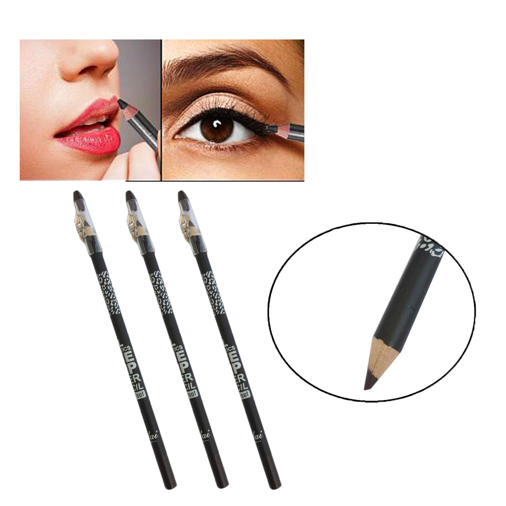 PHSUPERMALL 3 Pcs. MILAI Perfect Waterproof Lip & Eye Liner Pencil with SharpenerEye Makeup (Dark Brown) 21g Philippines