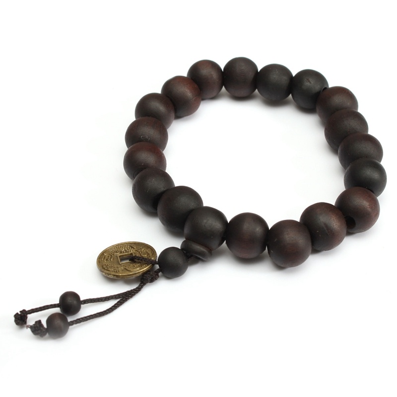 Wood Mala Buddha Buddhist Prayer Bead Tibet Bracelet Bangle Wrist Image