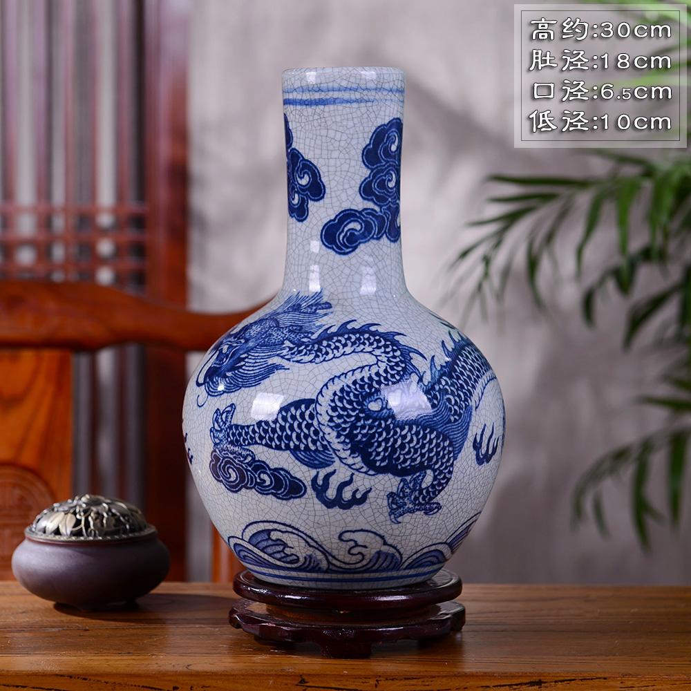 Jingdezhen Ceramic Vase Decoration Living Room Flower Arrangement Vintage Dragon Blue And White Porcelain Chinese Style Home Decoration Zen Asian Creative Luxury Art Works