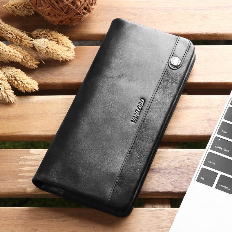 Dompet Pria Kulit Dompet Kulit Ritsleting Pria (Retro Hitam)