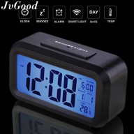 JvGood Đồng hồ có màn hình đèn led kiêm đèn ngủ màn hình 4.6 inch cảm biến ánh sáng sử dụng pin Dimmer hiển thị nhiệt độ phòng và có chức năng báo lại (màu đen) thumbnail
