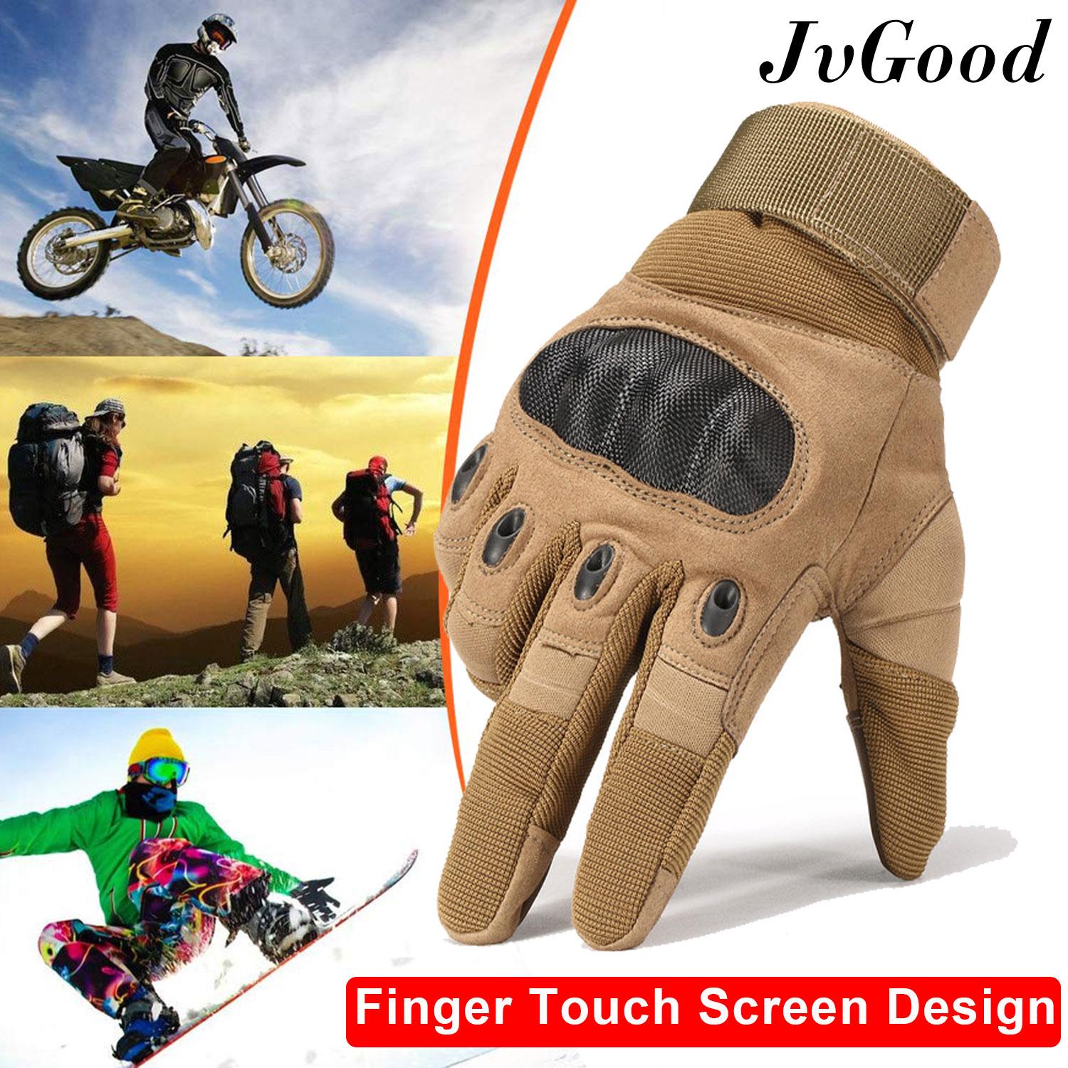 JvGood Tactical Riding Gloves Men Motorcycle Cycling Gloves Military Outdoor Gloves for Hiking Camping Full Finger Gloves