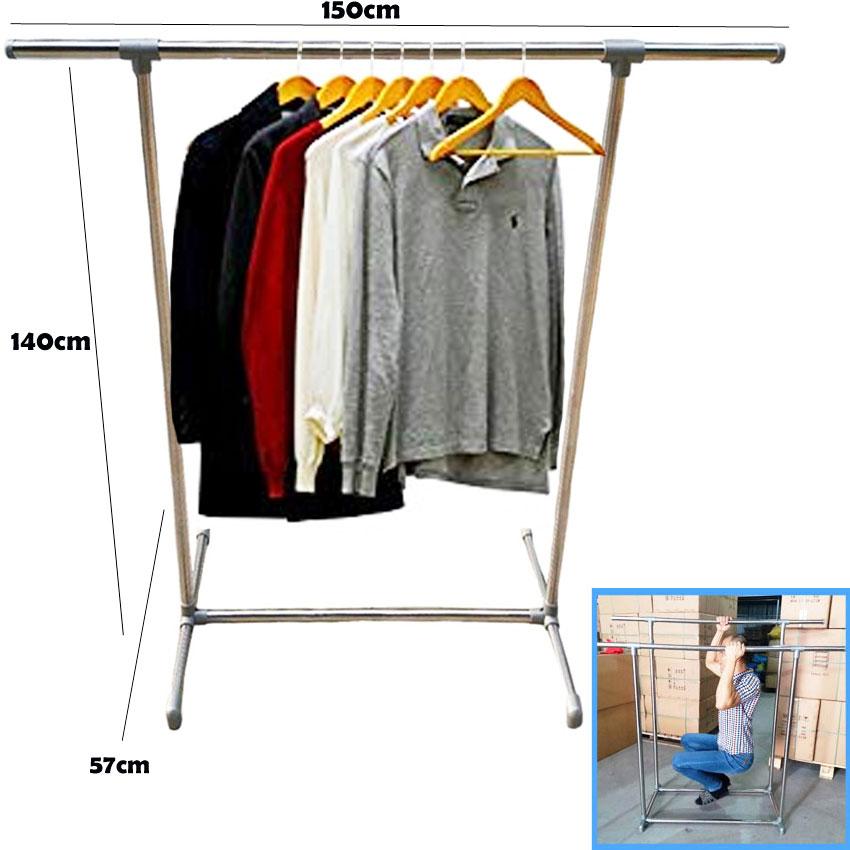 Pure Stainless Steel Durable Single Pole Guarantee A Good Product Telescopic Heavy Duty Cloth Rack