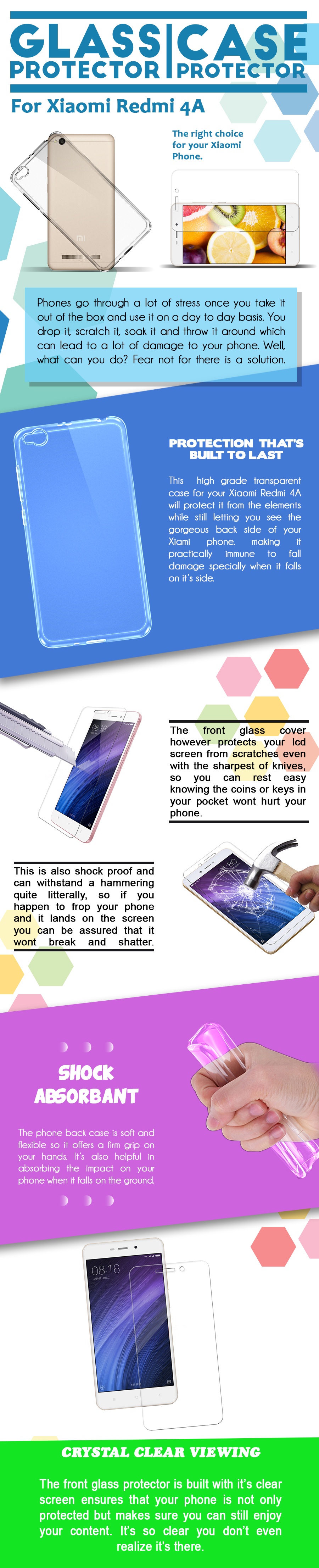 Tylex Tempered Glass 2 Pcs & Jelly Case For Xiaomi Redmi 4A Clear Specifications of Tylex Tempered Glass 2 Pcs & Jelly Case For Xiaomi Redmi 4A Clear
