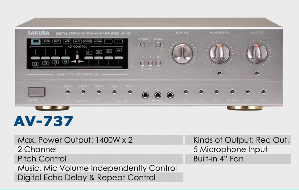 Sakura AV-737 1400W X 2 Stereo Echo Mixing Amplifier | Lazada PH
