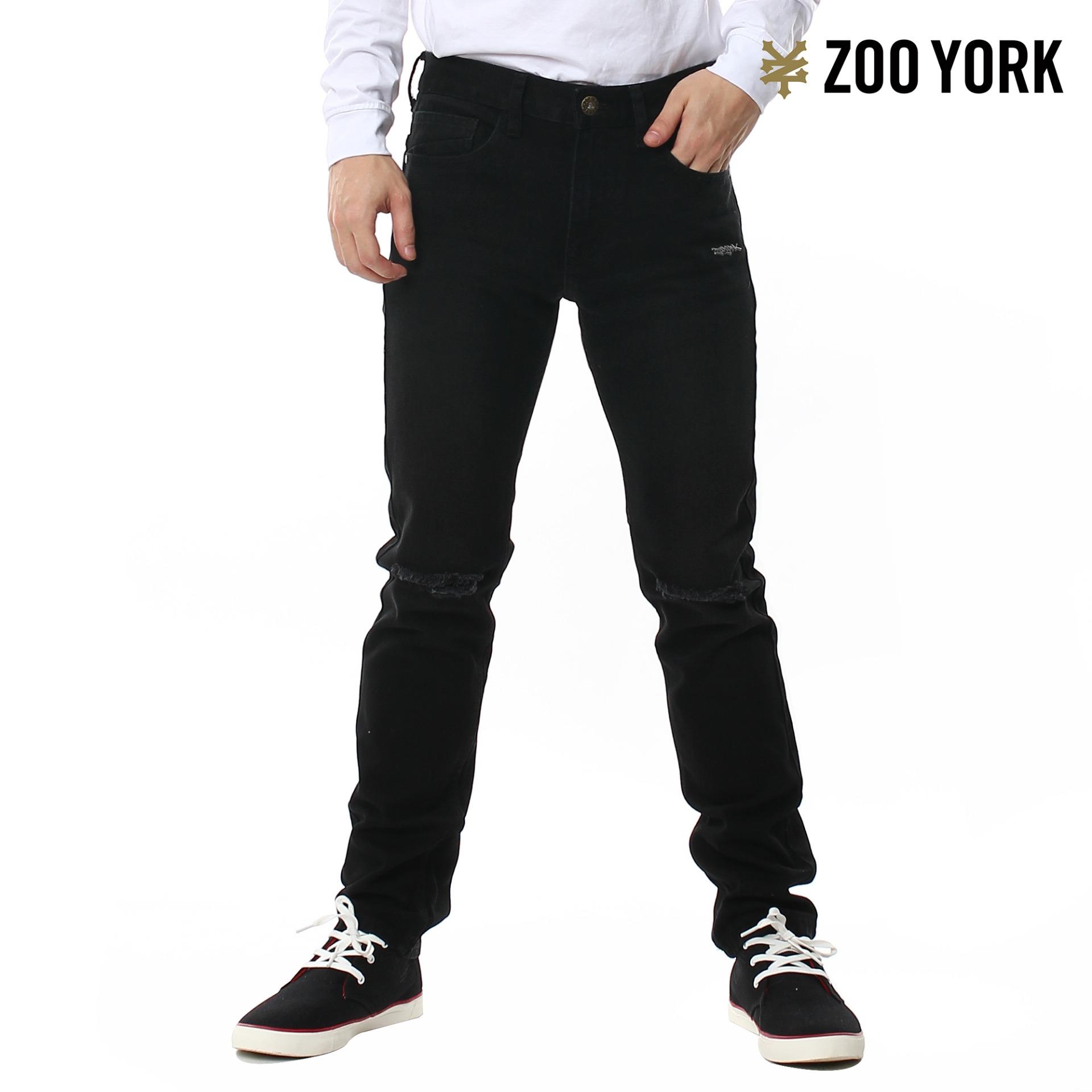 Zoo York Men's Chaz Distruct Denim Skinny Pants BLACK
