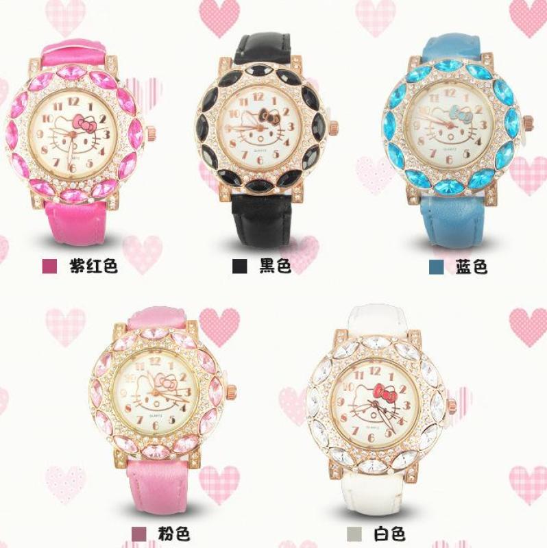 Foreign models explosion models hello kitty kt cat cartoon children girl students diamond belt quartz watch Malaysia