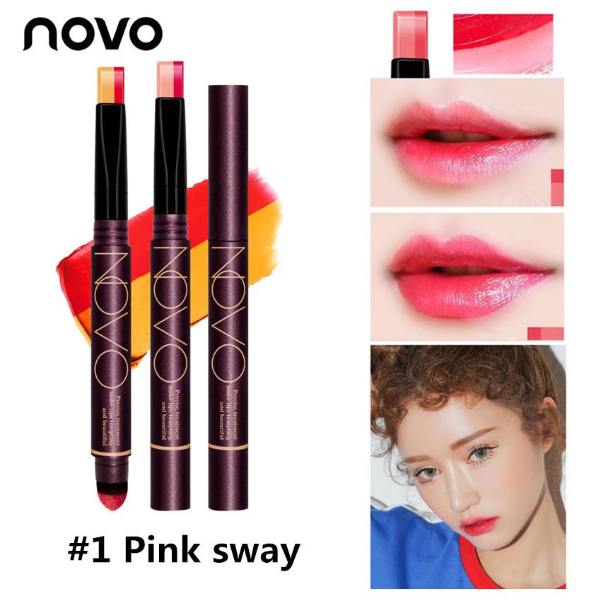 Korea NOVO #5200 2 In 1 Double Color Gradient Lipstick Air Cushion Pen Makeup Philippines