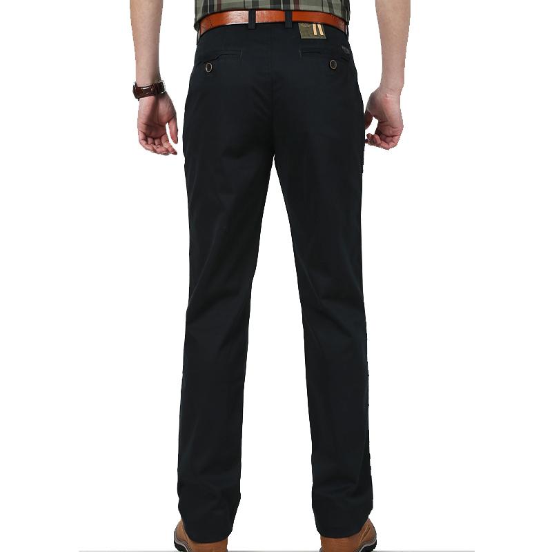 Medan Perang Bisnis Warna Polos Ramping Lurus Pants Man Pakaian Pria Celana Cargo (Hitam)