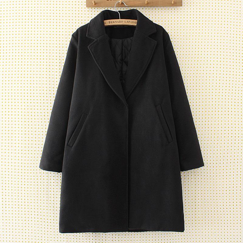 MM Mantel Katun Wanita Ukuran Besar Jaket Parka Katun Lebih Tebal Ukuran Plus (057-Hitam)