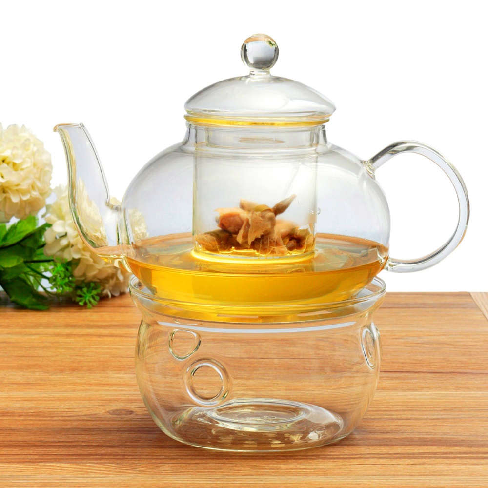Borosilicate Glass Tea Pot Set Infuser Teapot Warmer 6 Double Wall Material Glass 2 Color Clear 3 Size Teapot 130x125mm Cup 40x50mm 70x85mm 4 Capacity 800ml 5 Bearing Temperature Minus 20 Degree Celsius 150