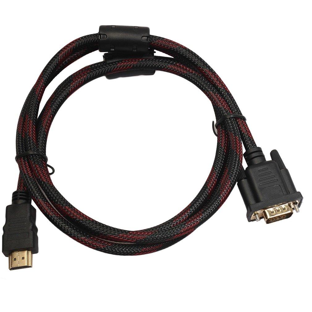 Penjual Terbaik 1.5 M Panjang Steker HDMI Ke VGA Konektor Data Kabel Adapter Konverter Hitam