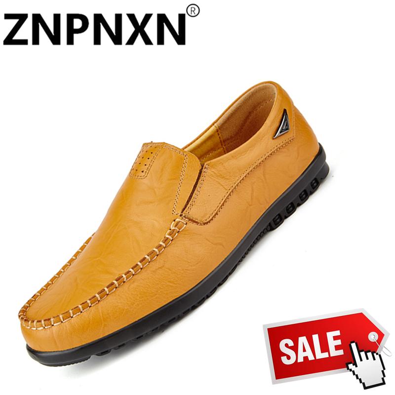 ZNPNXN Men'S Soft Leather Casual Shoes Spring Summer Men'S Shoes Casual Shoes Leather Flat Driving Shoes - intl