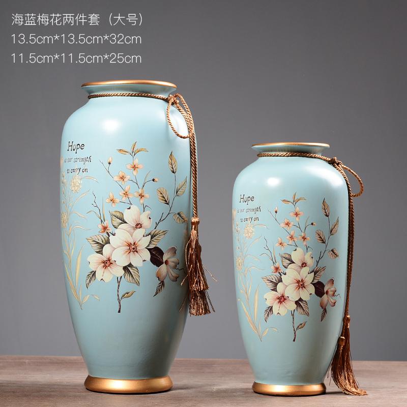New Chinese Style Ceramic Vase Soft Decoration American 58 Dry Flower Holder Vintage Model Room between Living Room Asian Creative Luxury Art Works