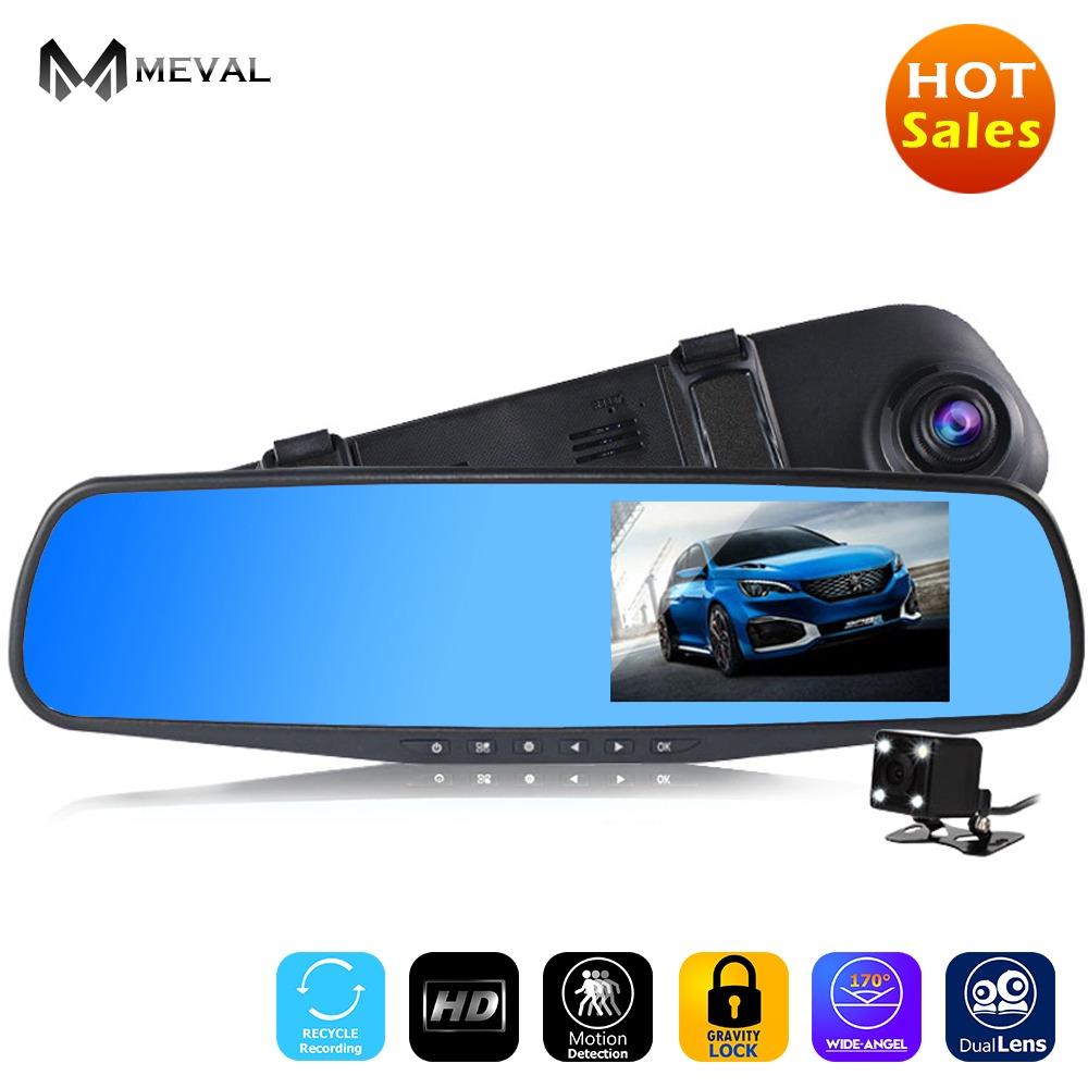Meval VS4 Ganda Lensa Vehicle Mobil Kamera Rearview Cermin Otomatis Dvrs Parkir Perekam Video Registrator Dash Kamera Penuh HD 1080 p-Internasional