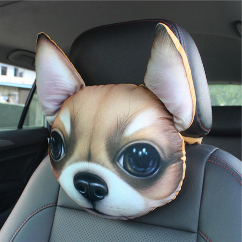 3d Chihuahua Car Styling Headrest Pillow Head Neck Rest Product Details Of 3d Chihuahua Car Styling Headrest Pillow Head Neck Rest Seat Back Lovely Dog Cat Animal Gift Present Brown