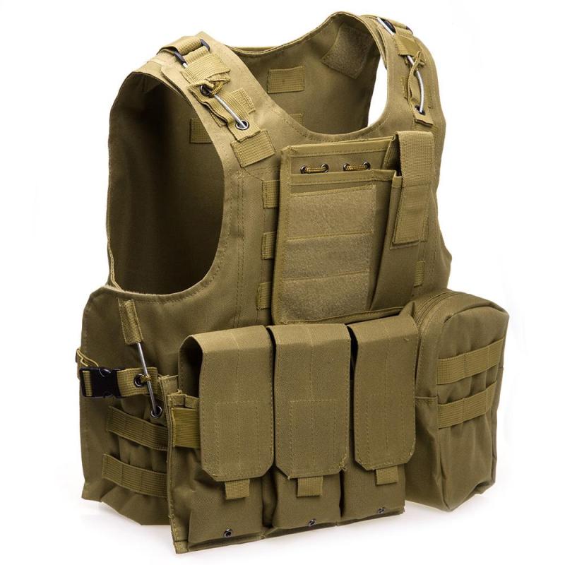 Chiến thuật Quân Sự SWAT Trường Trận Chiến Airsoft Molle Chiến Đấu Tấn Công Đĩa Tàu Sân Bay Vest Kaki