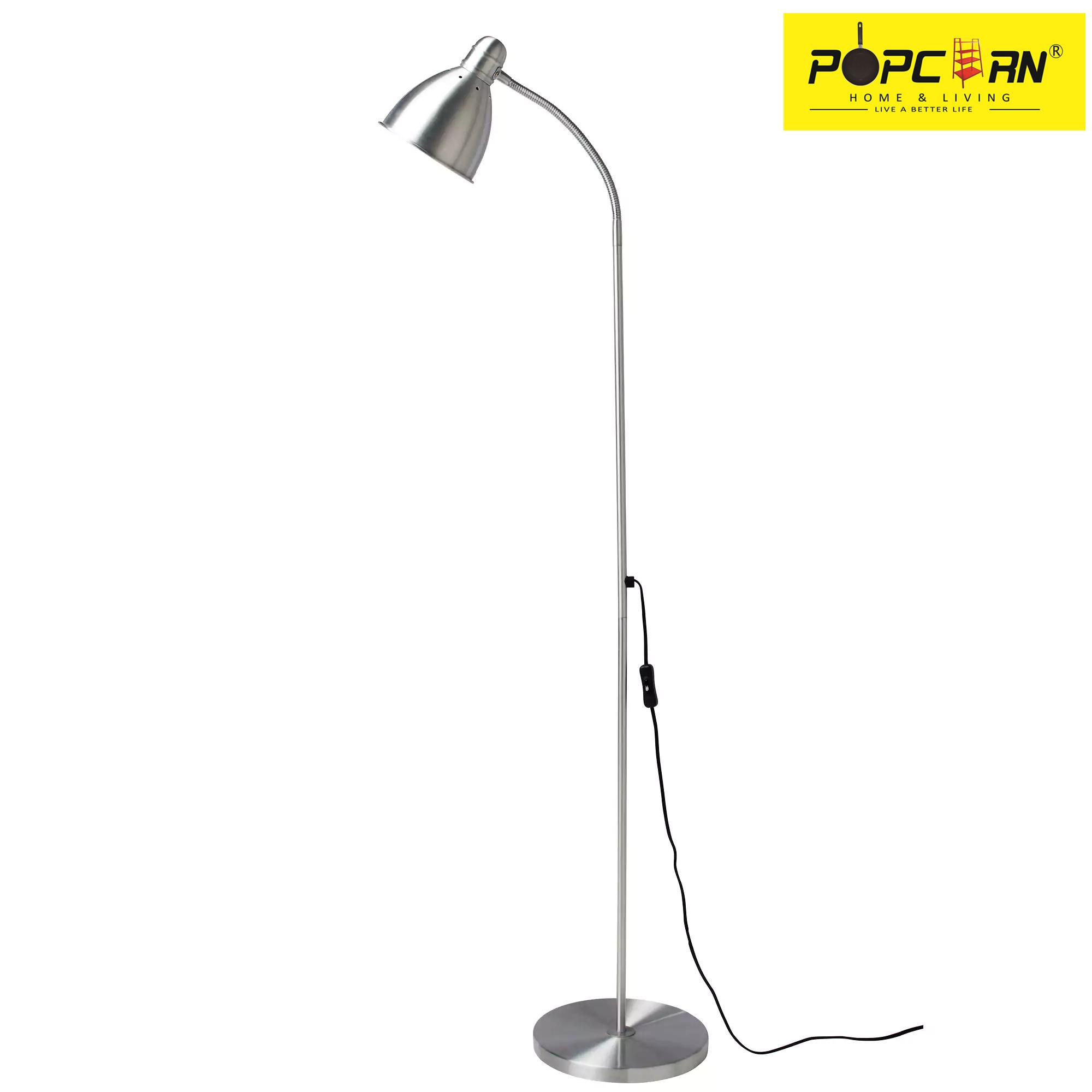 Lersta Aluminium Adjustable Floor Reading Lamp Silver