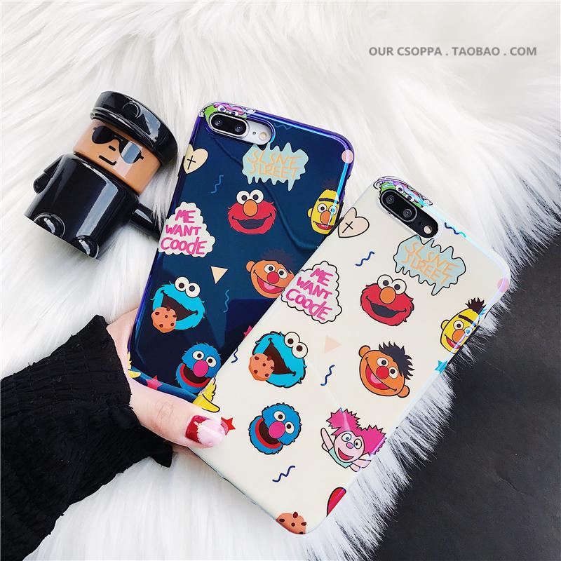 Imut Kartun blu-ray Sesame Street Apple ID X/XR/Max Casing HP iphone7plus sampul lunak 6 s/8 p Model Wanita