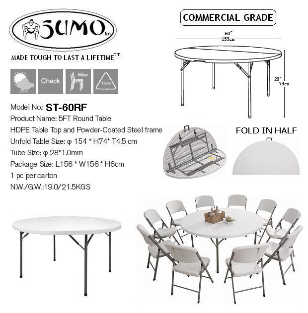 Sumo St 60rf 60 Round Fold In Half Top Folding Banquet Restaurant Image