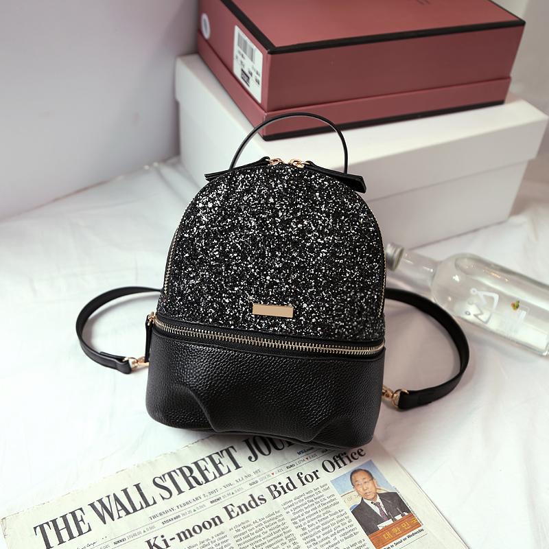 Korea Fashion Style Baru Wanita Dwiguna Tas Punggung Kecil Tas Ransel (Hitam)