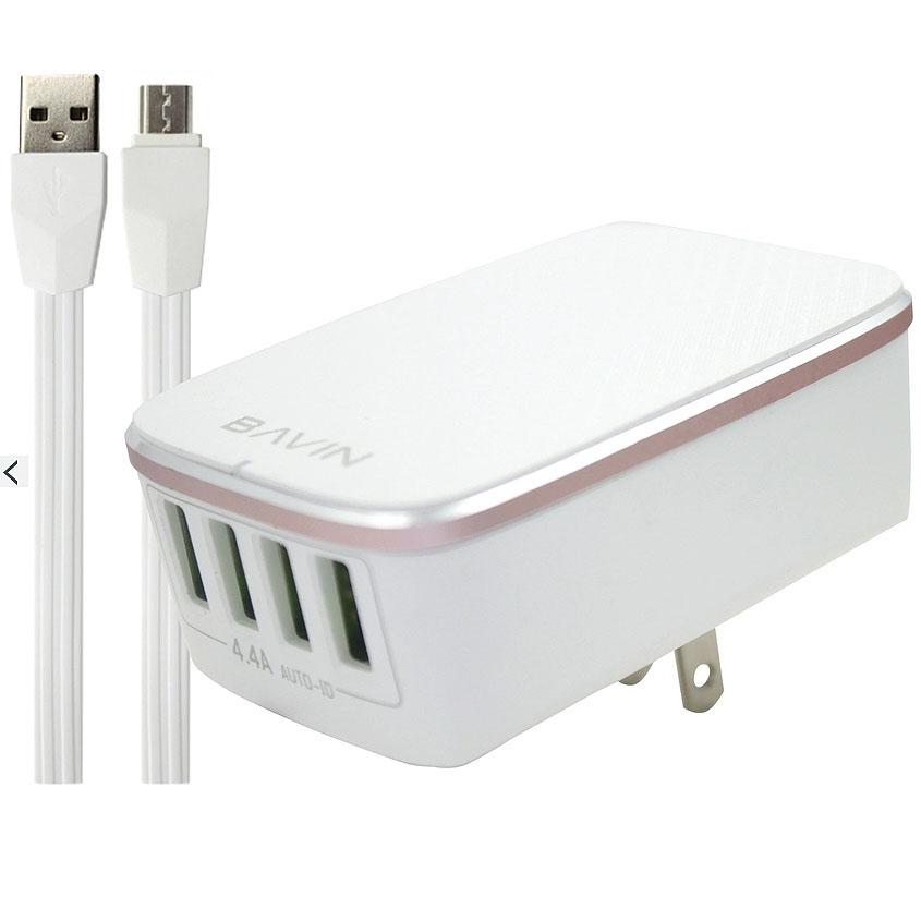 LEEKI Bavin 4.4A Charger w/ 4 USB Port Slots for Android and iPhone Whit