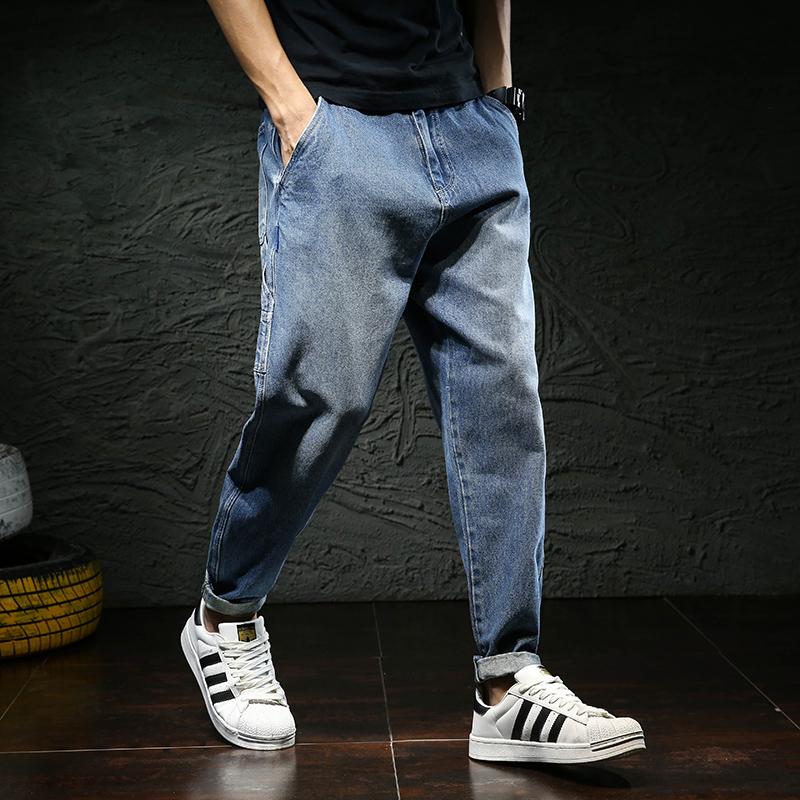 Musim gugur dan dingin model baru celana panjang pria longgar ukuran besar Casual celana jins pria Tren Gaya Jepang Celana Harem celana jeans pria