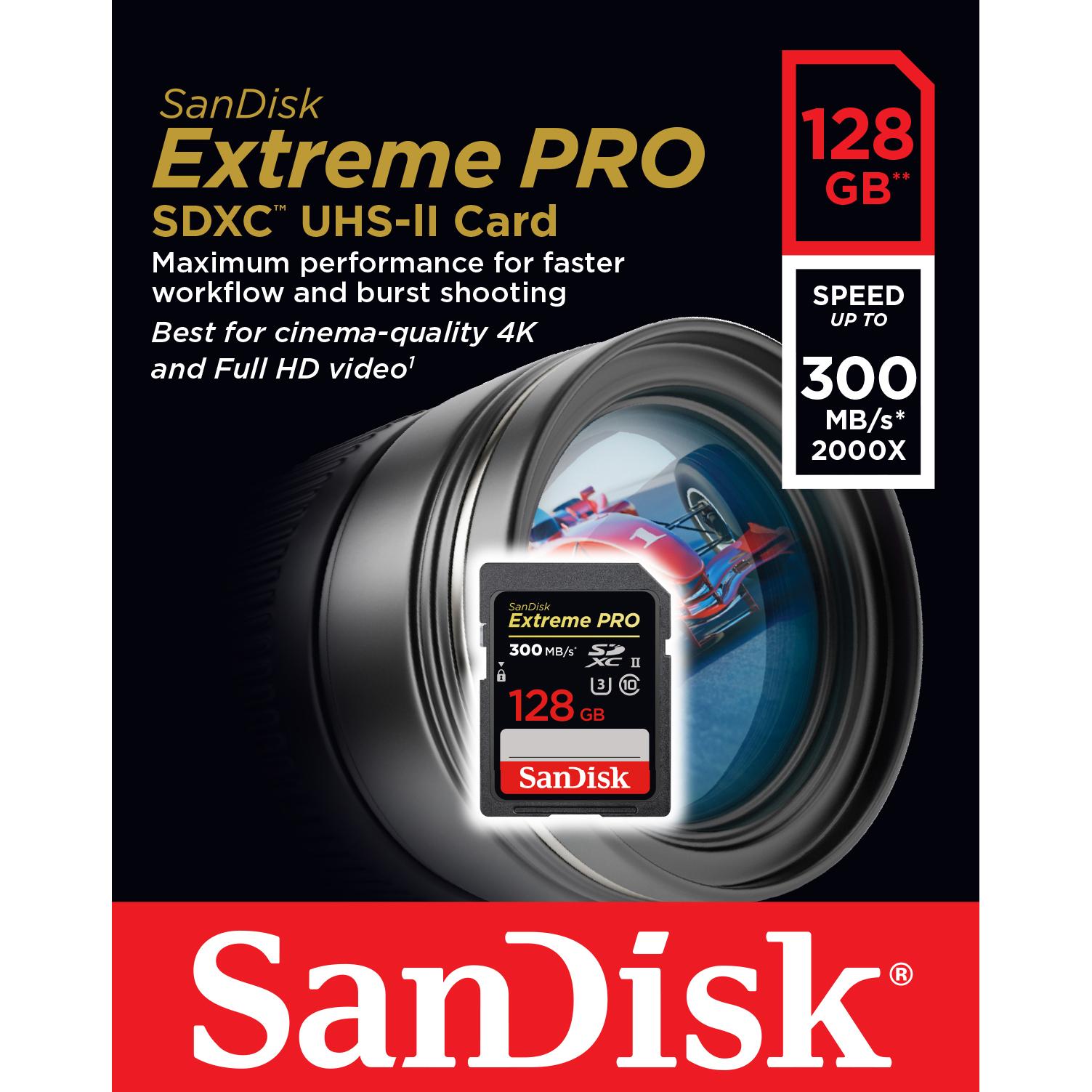 Sandisk Extreme Pro 128GB SD Card UHS II 300MB/s C10 SDSDXPK128G