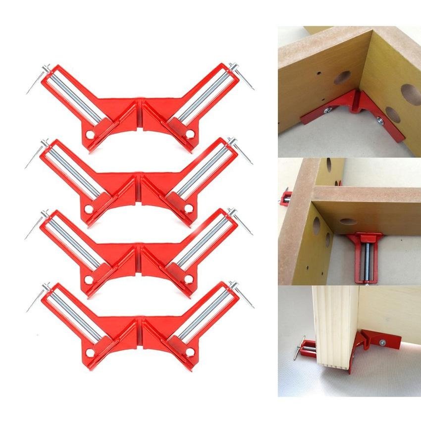 4 Pcs 90 Degree Right Angle Corner Clamp Miter Vise Vice Picture Frame Holder Clamps Woodworking Gussets Tool Intl